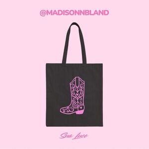 Cowboy Boot & Yeehaw Cotton Tote Bag - Available in Beige, Pink, Brown, & Black